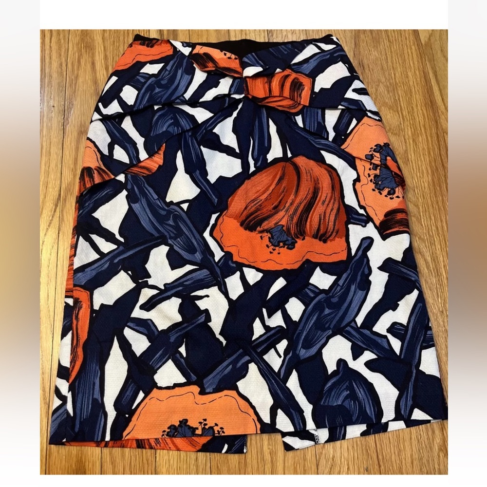 Moulinette Soeurs Blue & Red Floral Skirt Poppies Anthropologie 0